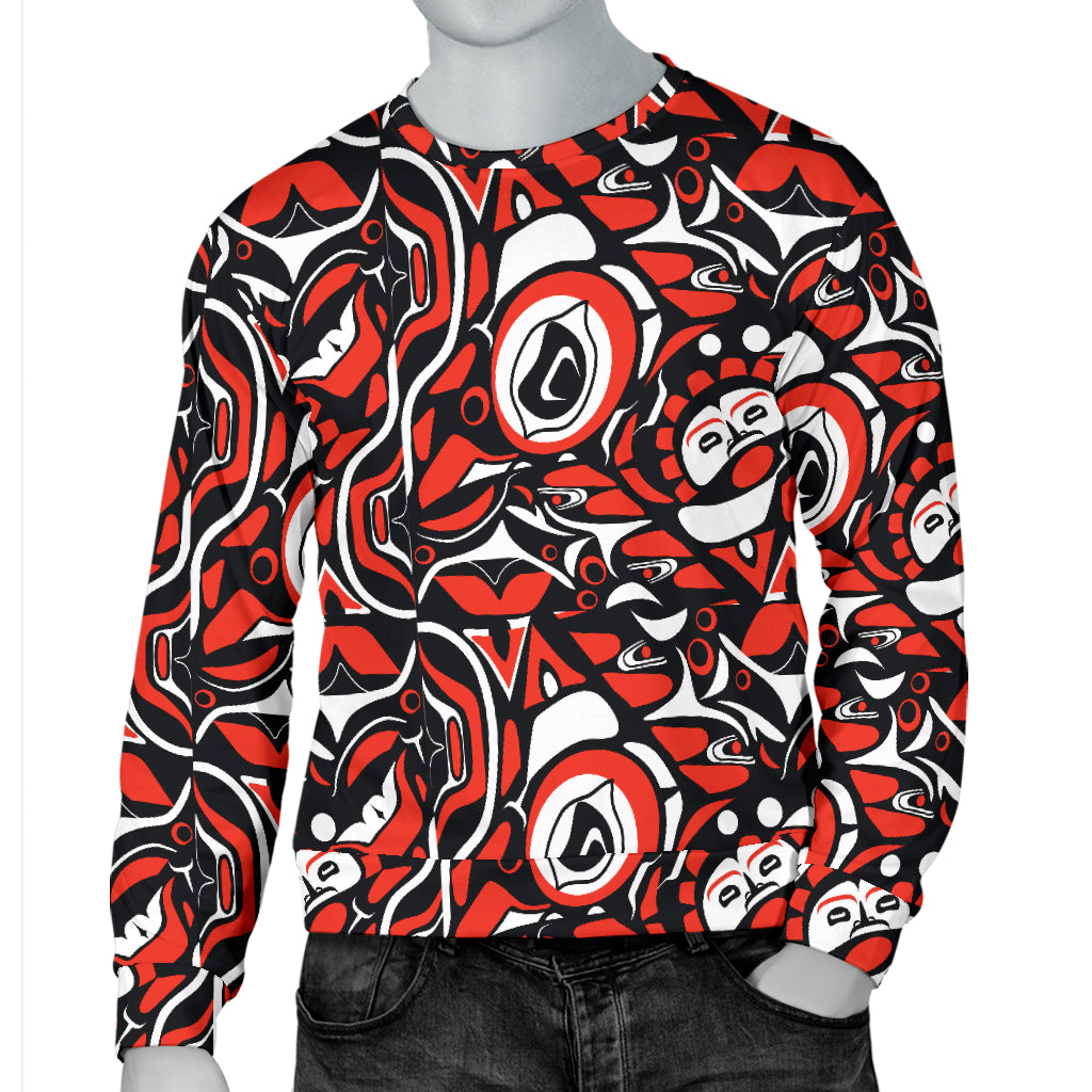 Native North American Themed Print Men Long Sleeve Sweatshirt