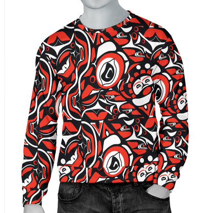 Native North American Themed Print Men Long Sleeve Sweatshirt