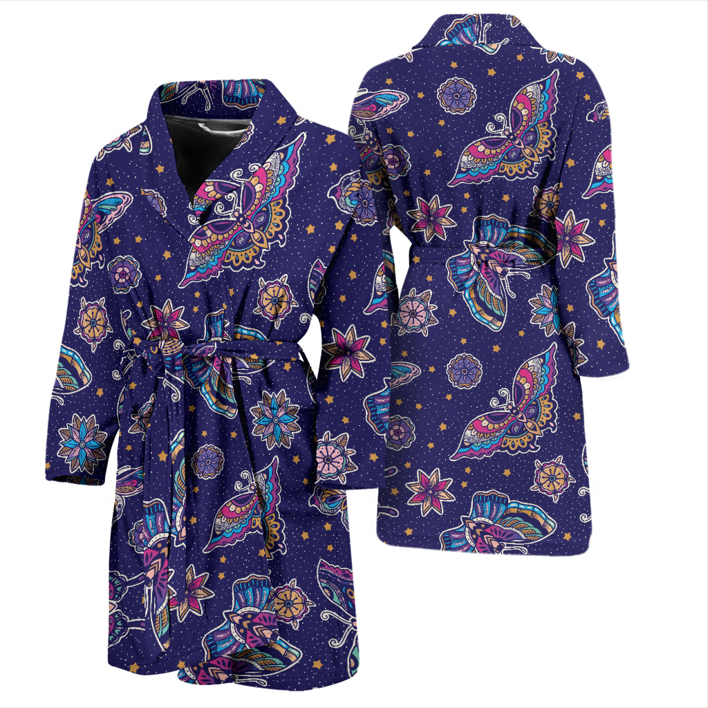 Butterfly Print Design LKS303 Men Bathrobe