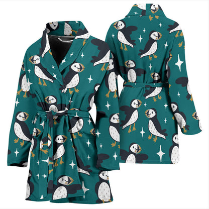 Puffin Pattern Print Design A05 Women Bathrobe