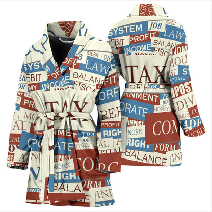 Accounting Financial Pattern Print Design 01 Women Bathrobe
