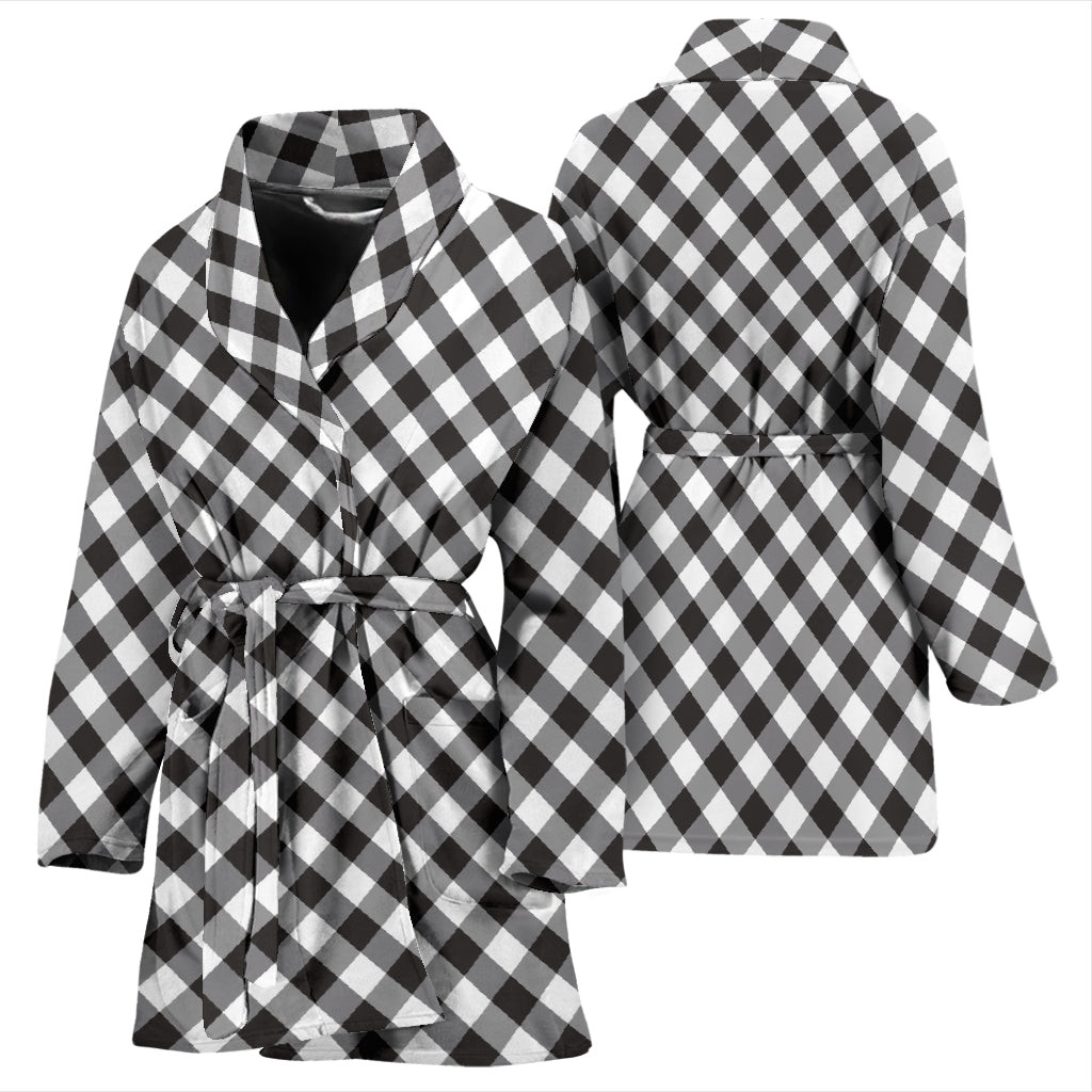 Gingham Print Design LKS402 Women Bathrobe
