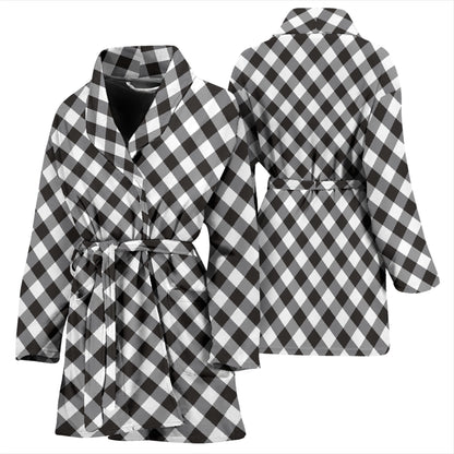 Gingham Print Design LKS402 Women Bathrobe