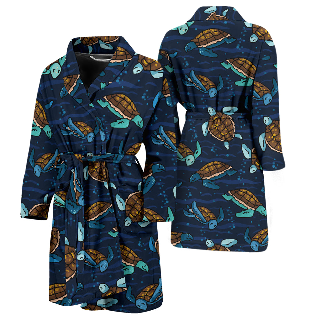 Sea Turtle Print Design LKS3011 Men Bathrobe