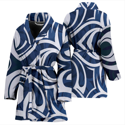 Maori Pattern Print Design 01 Women Bathrobe