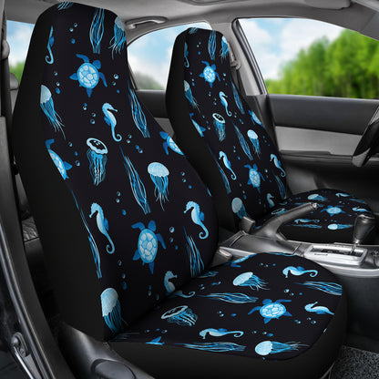 Sea Turtle Jelly Fish Sea Horse Print Design LKS3014 Car Seat Covers