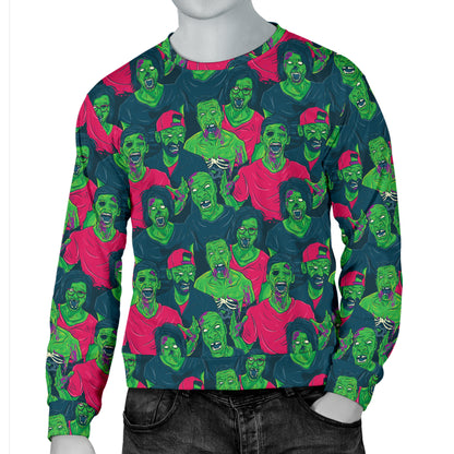 Zombie Themed Design Pattern Print Men Long Sleeve Sweatshirt