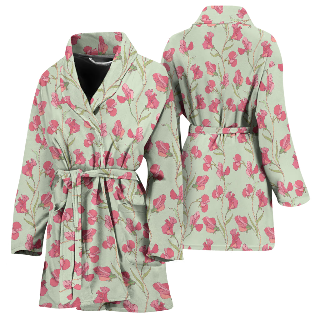 Sweet Pea Print Design LKS301 Women Bathrobe