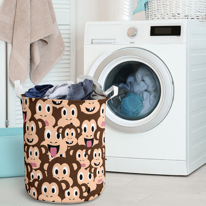 Emoji Monkey Print Pattern Laundry Basket