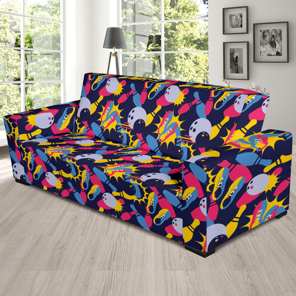 Bowling Pattern Print Design 02 Sofa Slipcover