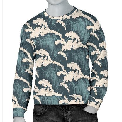 Wave Art Print Men Long Sleeve Sweatshirt