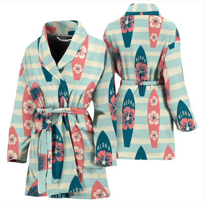 Aloha Hawaii Surfboard Pattern Print Design 02 Women Bathrobe