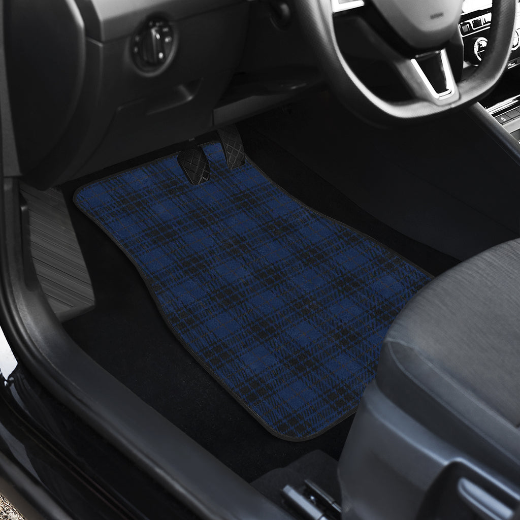 Navy Blue Tartan Plaid Pattern Car Floor Mats Front Back