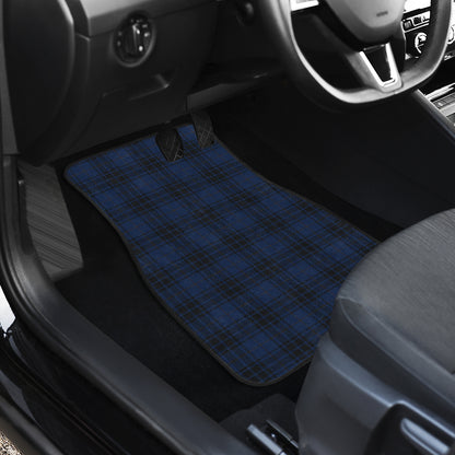 Navy Blue Tartan Plaid Pattern Car Floor Mats Front Back
