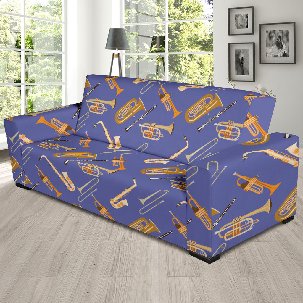 Trombone Pattern Print Design 02 Sofa Slipcover