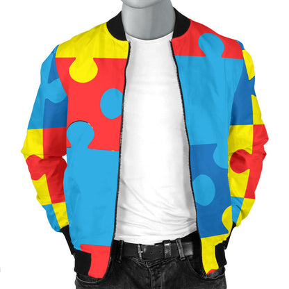Autism Awareness Puzzles Design Print Men Bomber Jacket