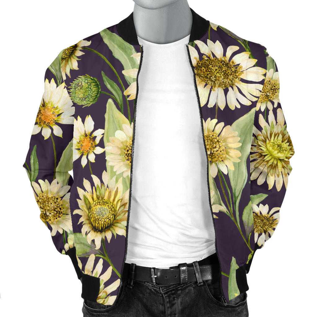 Daisy Vintage Print Pattern Men Bomber Jacket