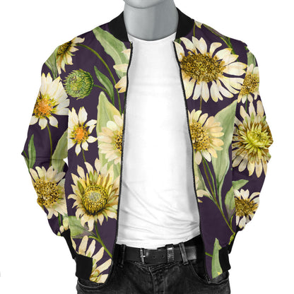 Daisy Vintage Print Pattern Men Bomber Jacket