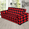 Houndstooth Red Pattern Print Design 03 Sofa Slipcover