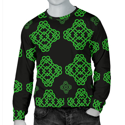 Celtic Knot Green Neon Design Men Long Sleeve Sweatshirt