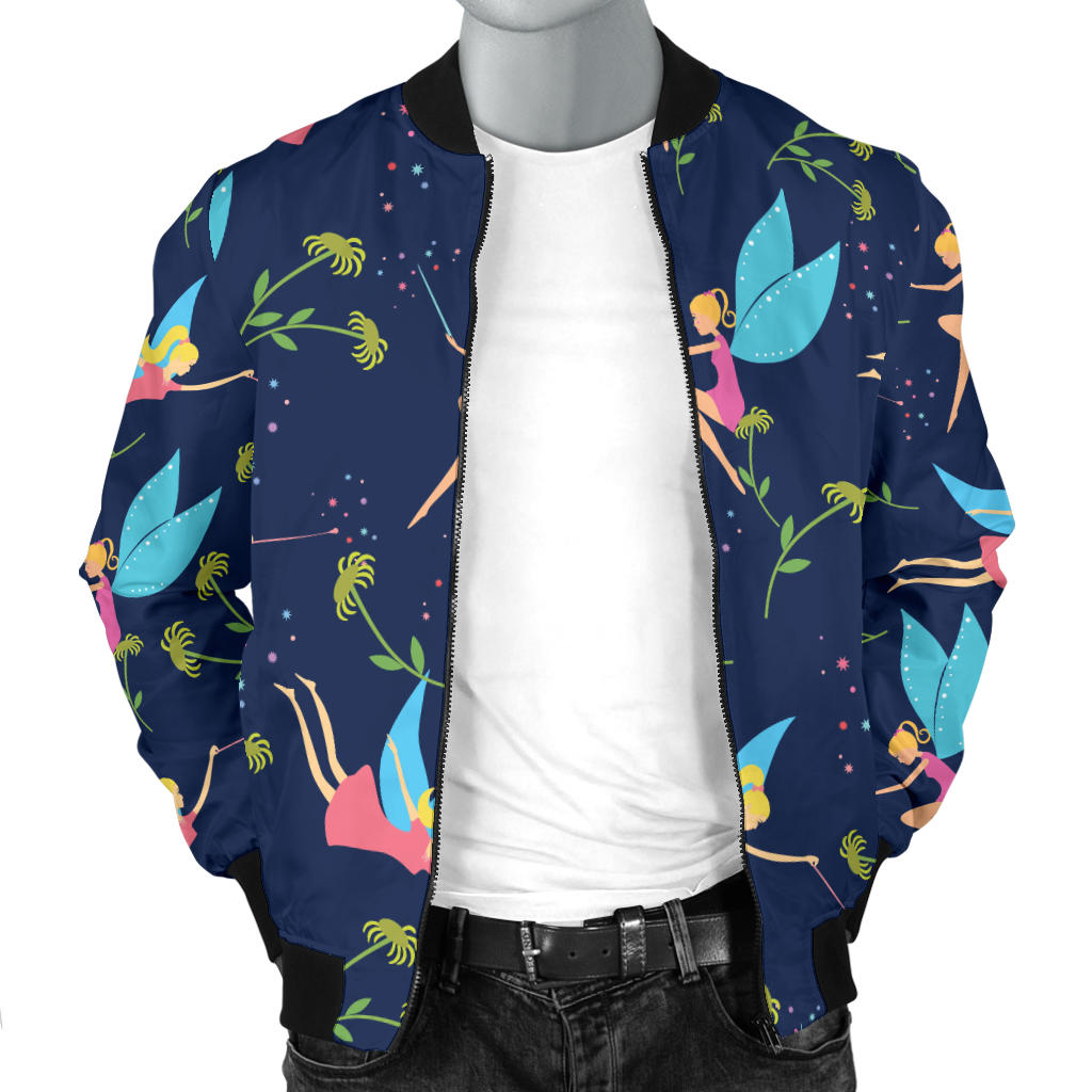 Fairy with flower Print Pattern Men Bomber Jacket