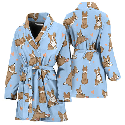 Pembroke Welsh Corgis Pattern Print Design A05 Women Bathrobe