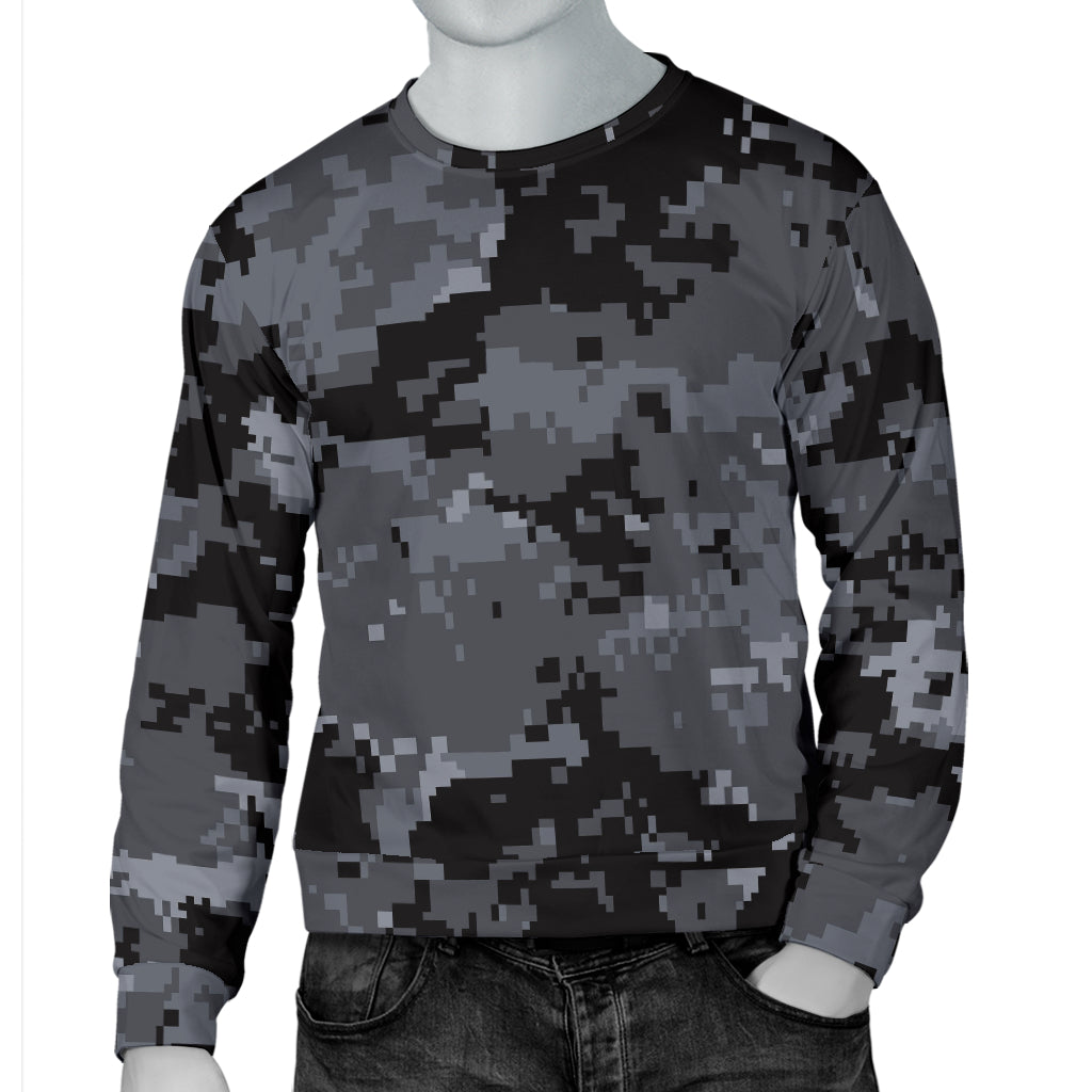 ACU Digital Black Camouflage Men Long Sleeve Sweatshirt