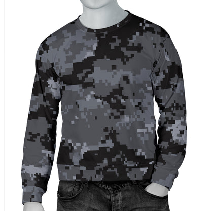ACU Digital Black Camouflage Men Long Sleeve Sweatshirt