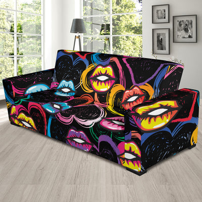 Pop Art Lip Pattern Print Design A03 Sofa Slipcover