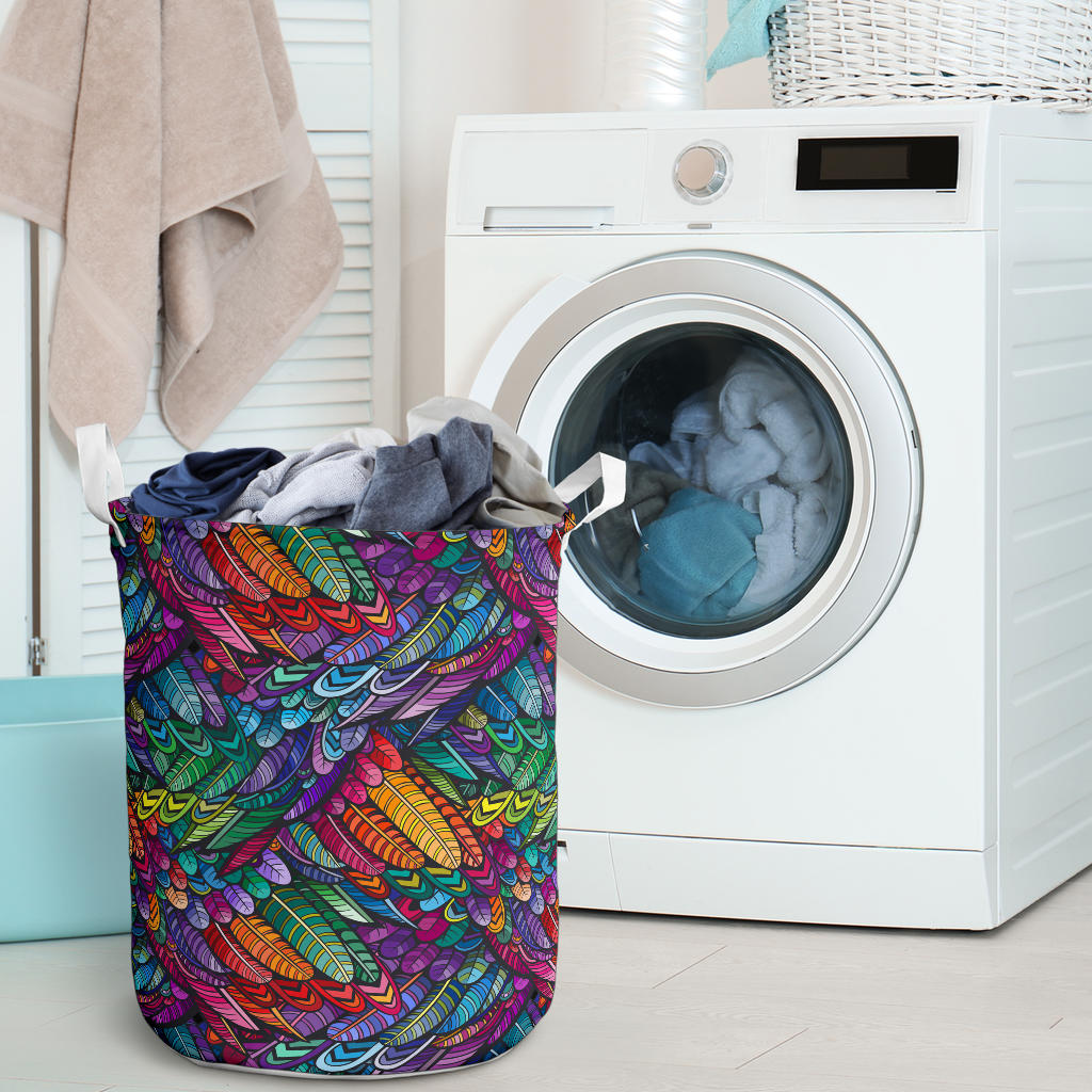 Feather Multicolor Design Print Laundry Basket