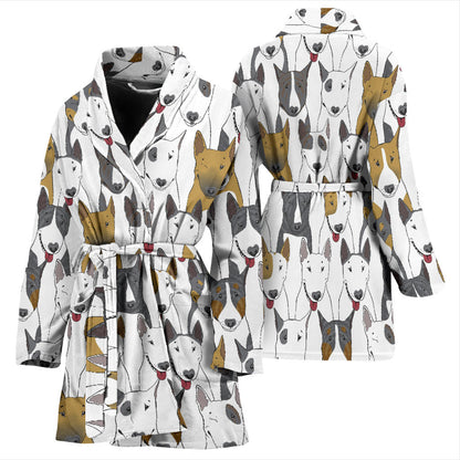 Bull Terriers Pattern Print Design 03 Women Bathrobe
