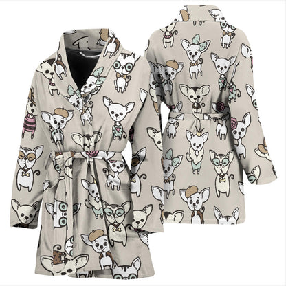 Chihuahua Pattern Print Design 02 Women Bathrobe