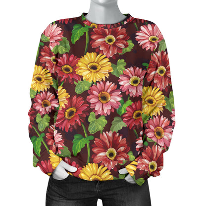 Daisy Gerbera Print Pattern Women Long Sleeve Sweatshirt