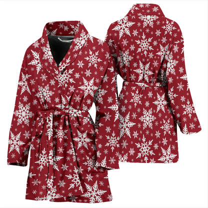 Snowflake Red Print Design LKS302 Women Bathrobe