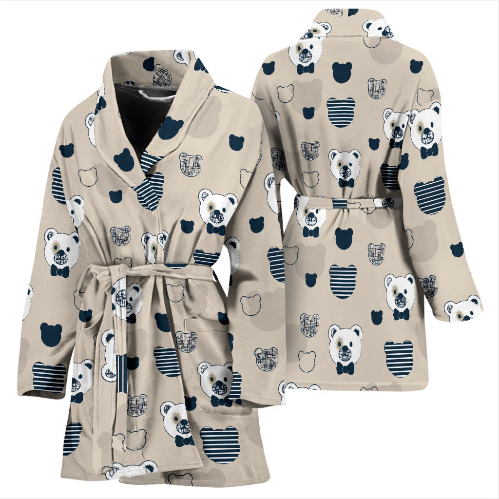 Bear Pattern Print Design 05 Women Bathrobe