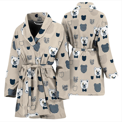 Bear Pattern Print Design 05 Women Bathrobe
