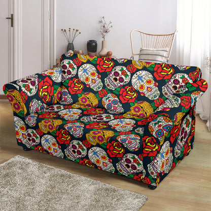 Sugar Skull Print Design LKS306 Loveseat Couch Slipcover