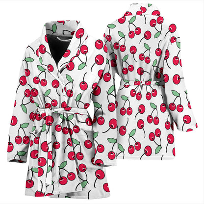 Cherry Pattern Print Design 03 Women Bathrobe