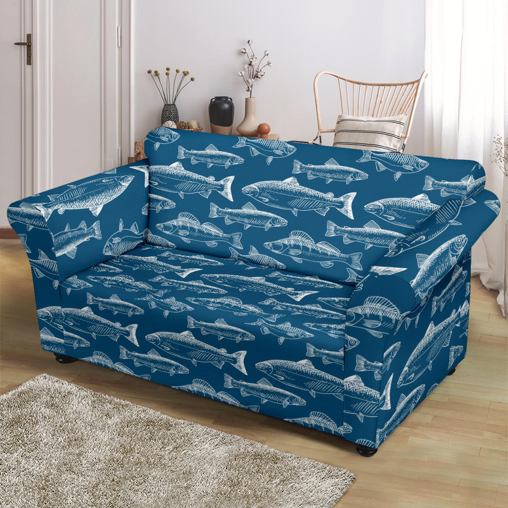 Salmon Fish Print Design LKS301 Loveseat Couch Slipcover