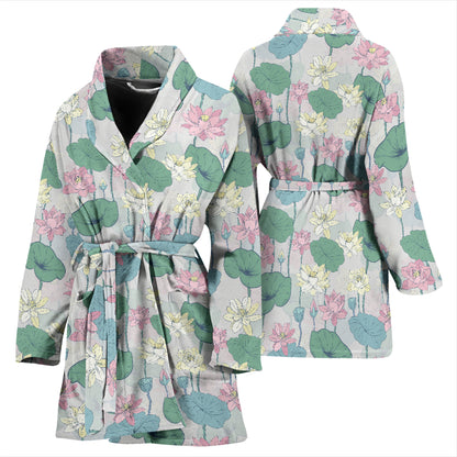 Water Lily Print Design LKS305 Women Bathrobe