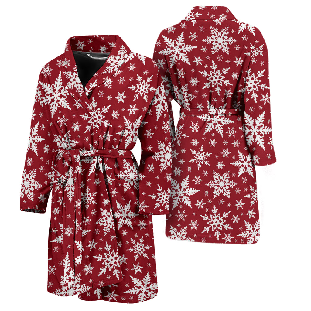 Snowflake Red Print Design LKS302 Men Bathrobe