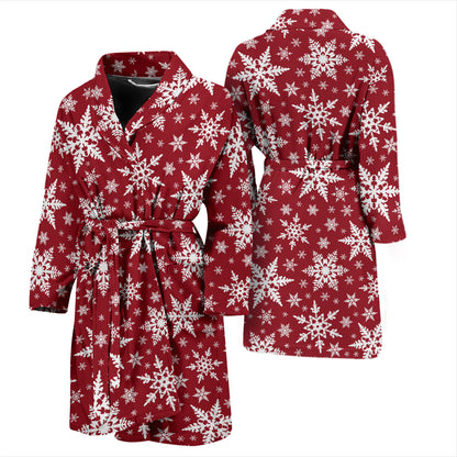 Snowflake Red Print Design LKS302 Men Bathrobe