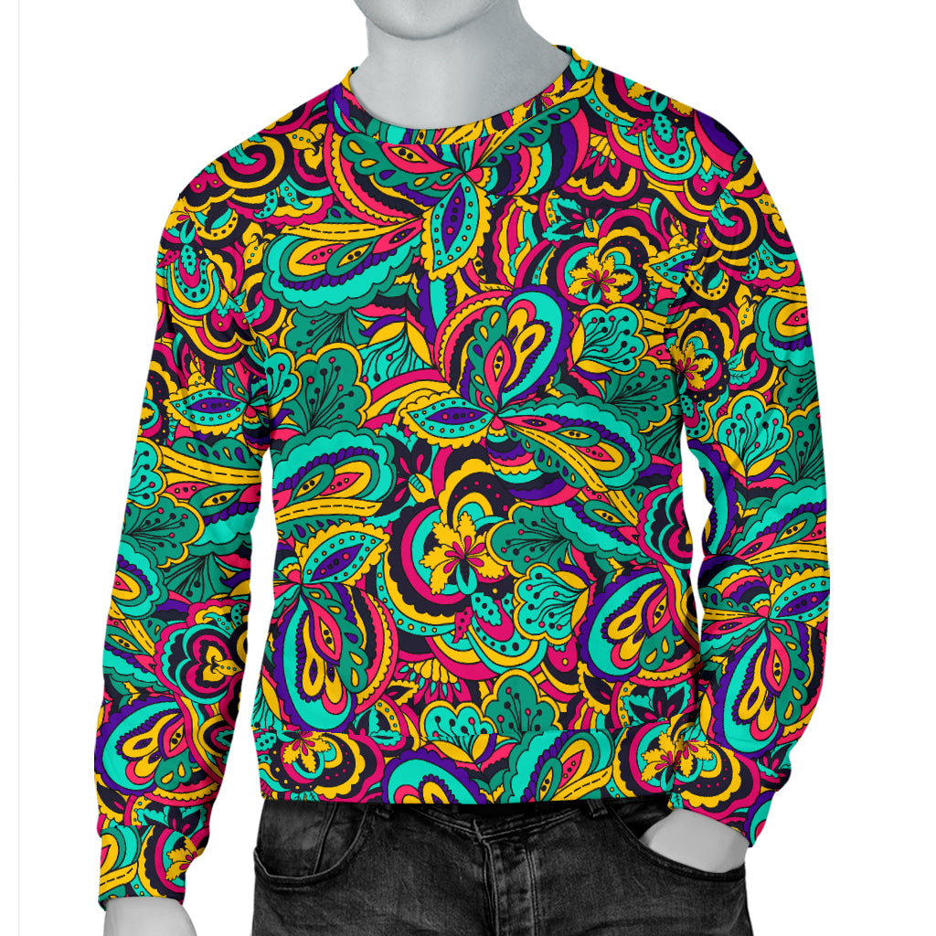 Psychedelic Trippy Floral Design Men Long Sleeve Sweatshirt