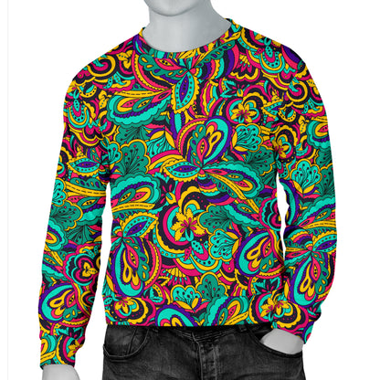 Psychedelic Trippy Floral Design Men Long Sleeve Sweatshirt