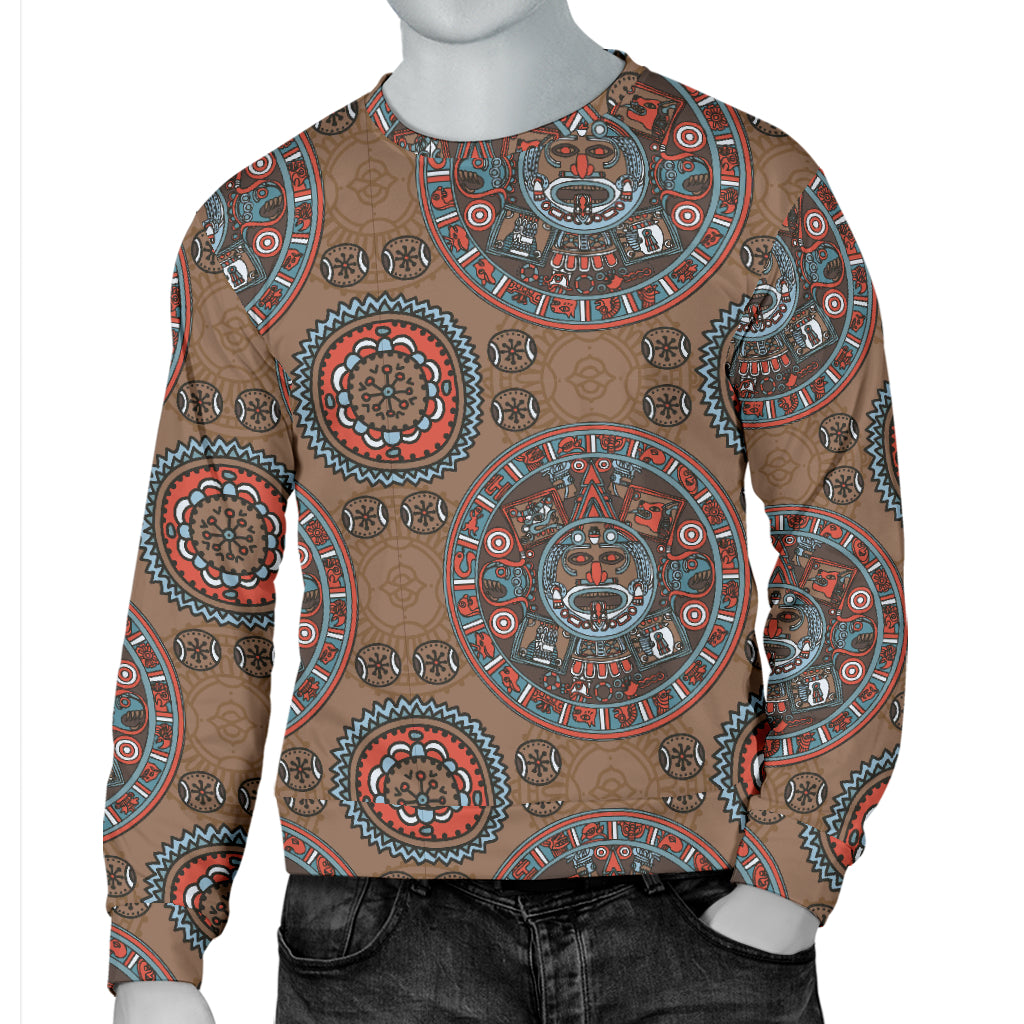 Calendar Aztec Design Print Pattern Men Long Sleeve Sweatshirt
