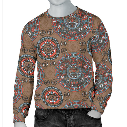 Calendar Aztec Design Print Pattern Men Long Sleeve Sweatshirt