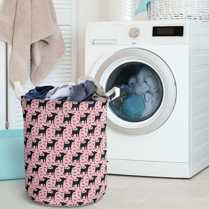 Chihuahua Pink Print Pattern Laundry Basket