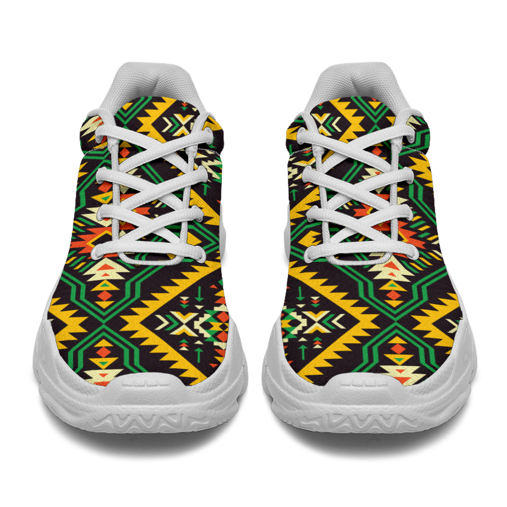 Kente Green Design African Print Chunky Sneakers