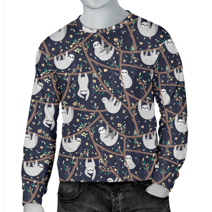 Sloth Happy Design Themed Print Men Long Sleeve Sweatshirt