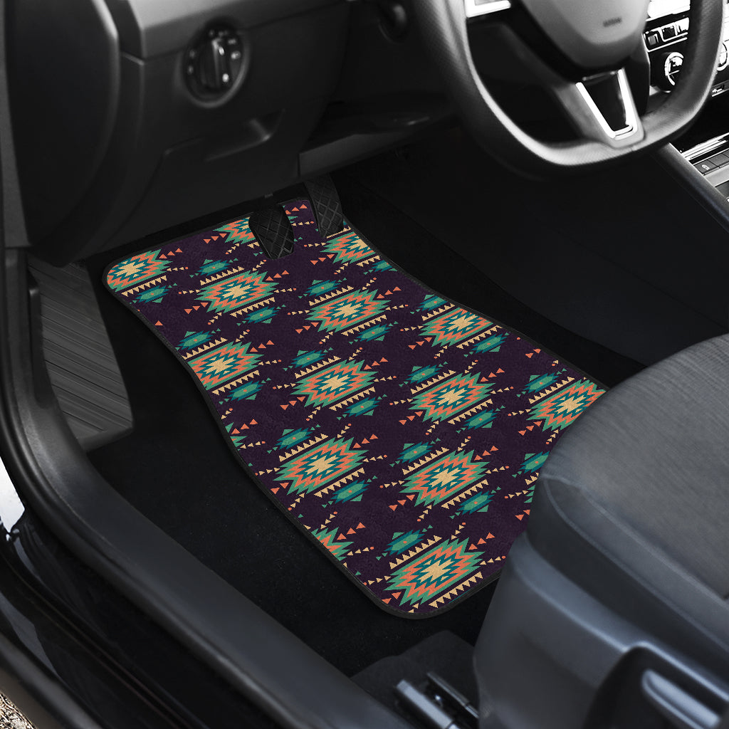 Navajo Geometric Style Print Pattern Car Floor Mats Front Back